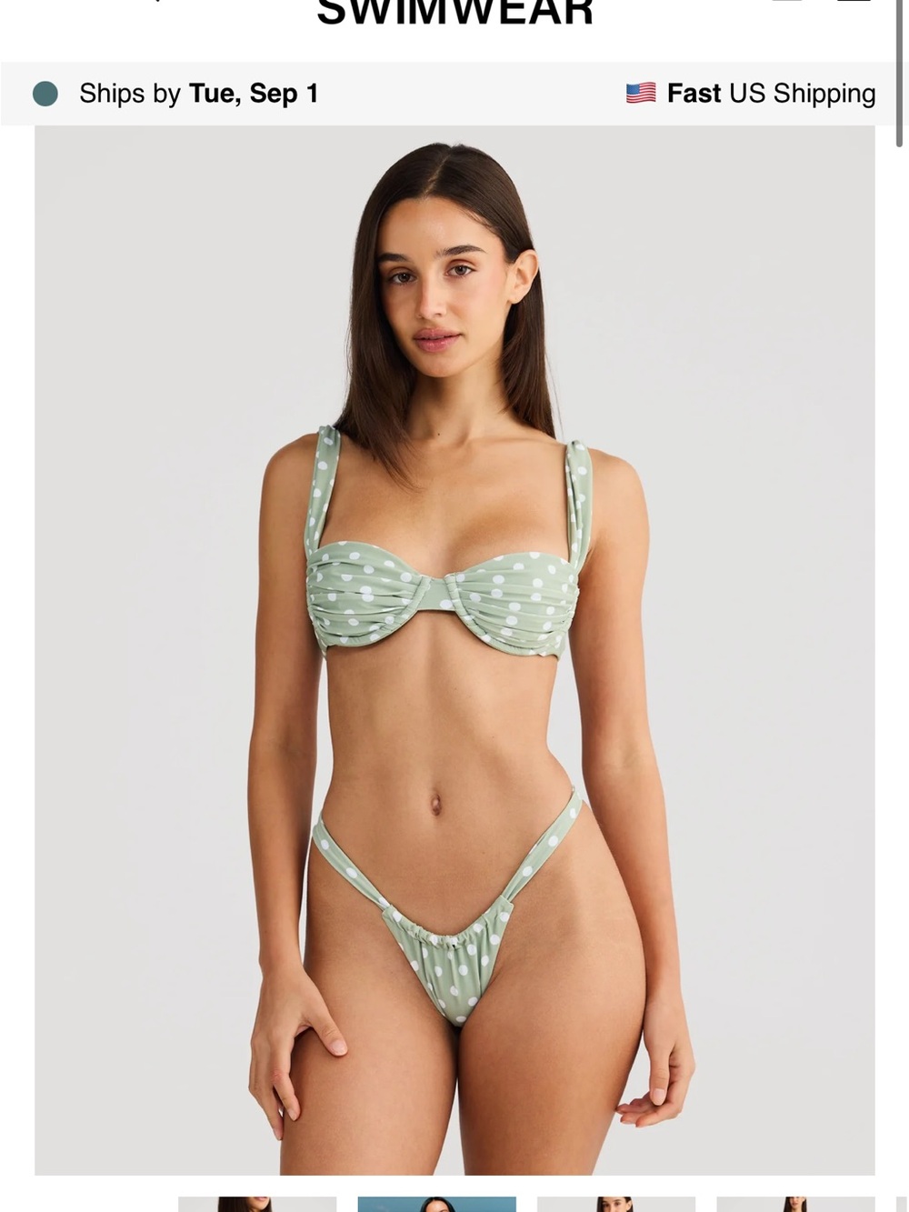 Vacay Rhodes Sage Polka Bikini Set - Women's Swimwear - Large